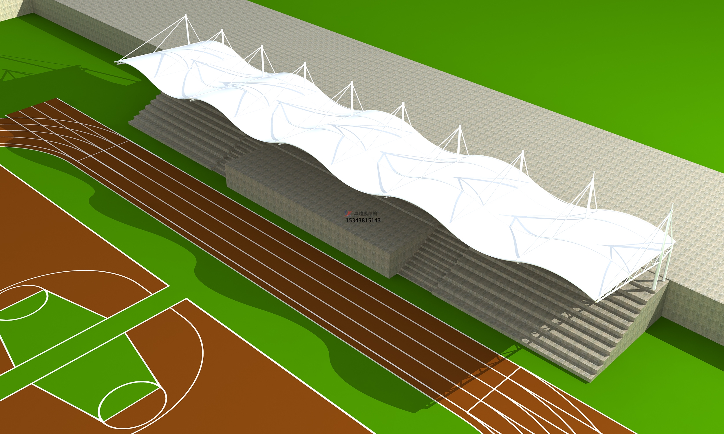 臨猗體育公園膜結(jié)構(gòu)【看臺(tái)雨棚】門球場案例
